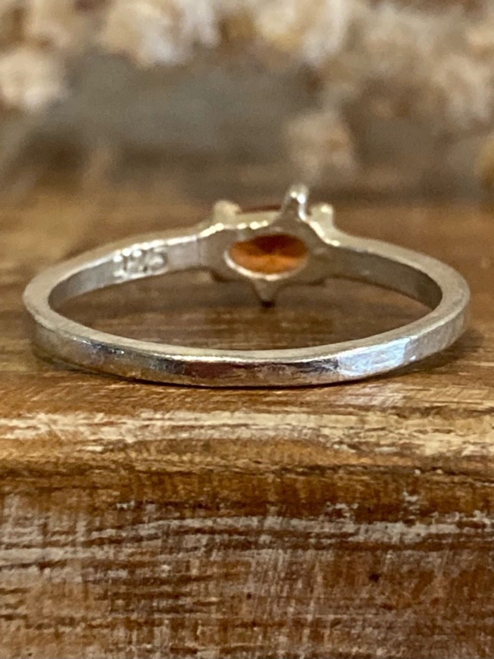 Sterling Silver Orange Gemstone Ring • Size 9 • Handmade Look • Wonky Prong - Picture 7 of 16